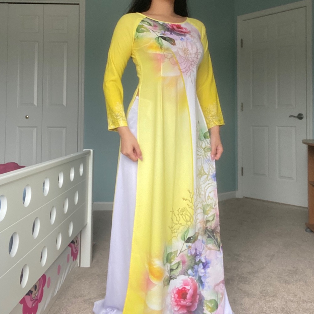 ✨Vietnamese Ao Dai dress formal maxi floral gown